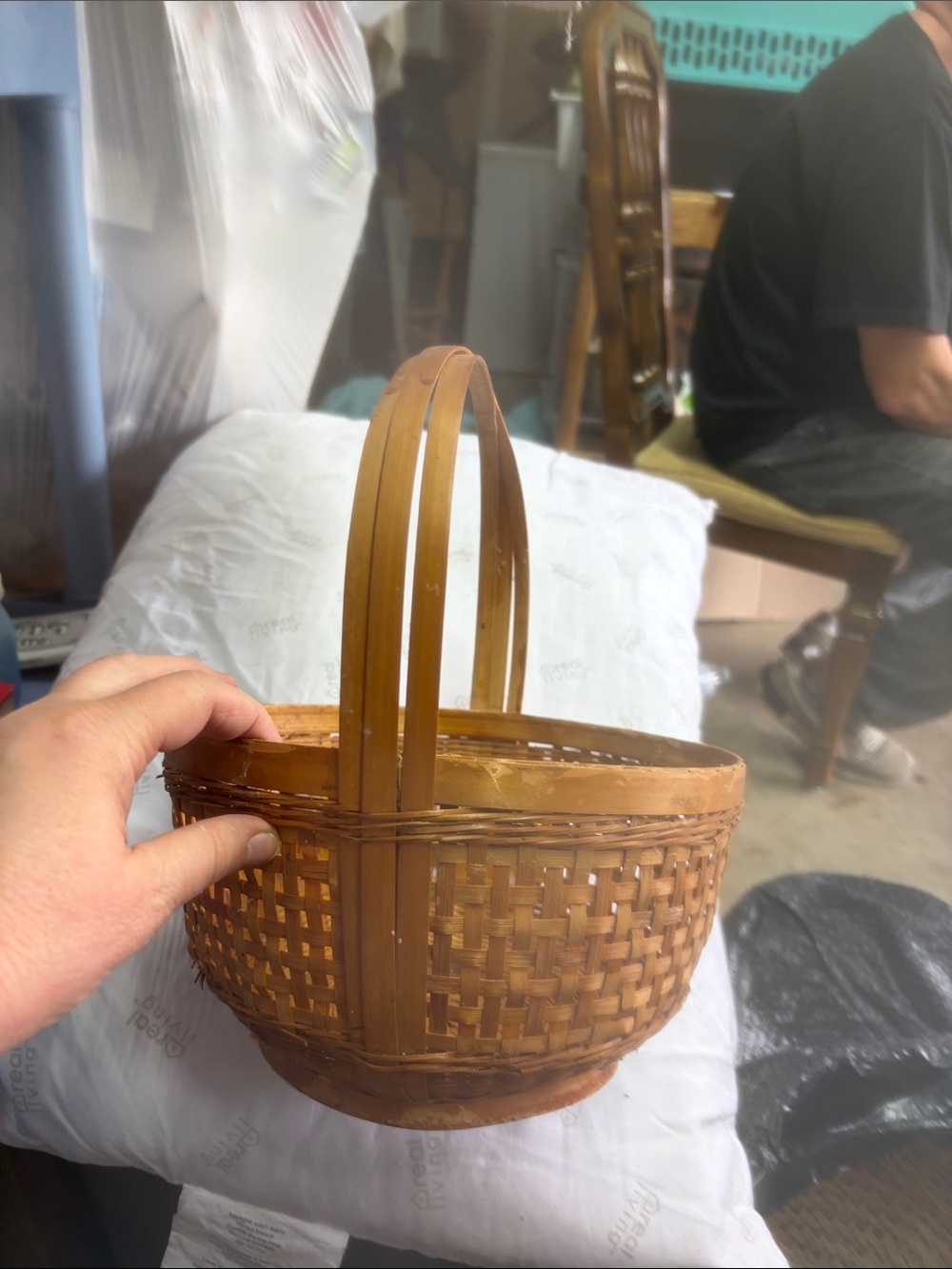 Vintage Brown Woven Picnic Basket